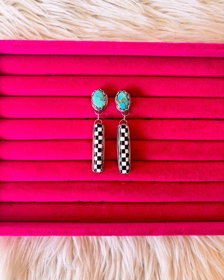 Kingman and Checkered Dangle Earrings