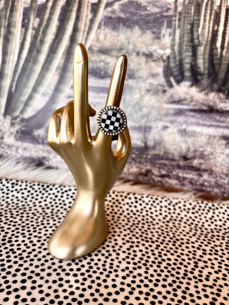Checkered Adjustable Ring
