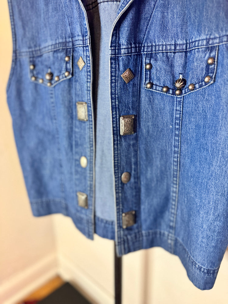 Signature Denim Concho Vest- Large