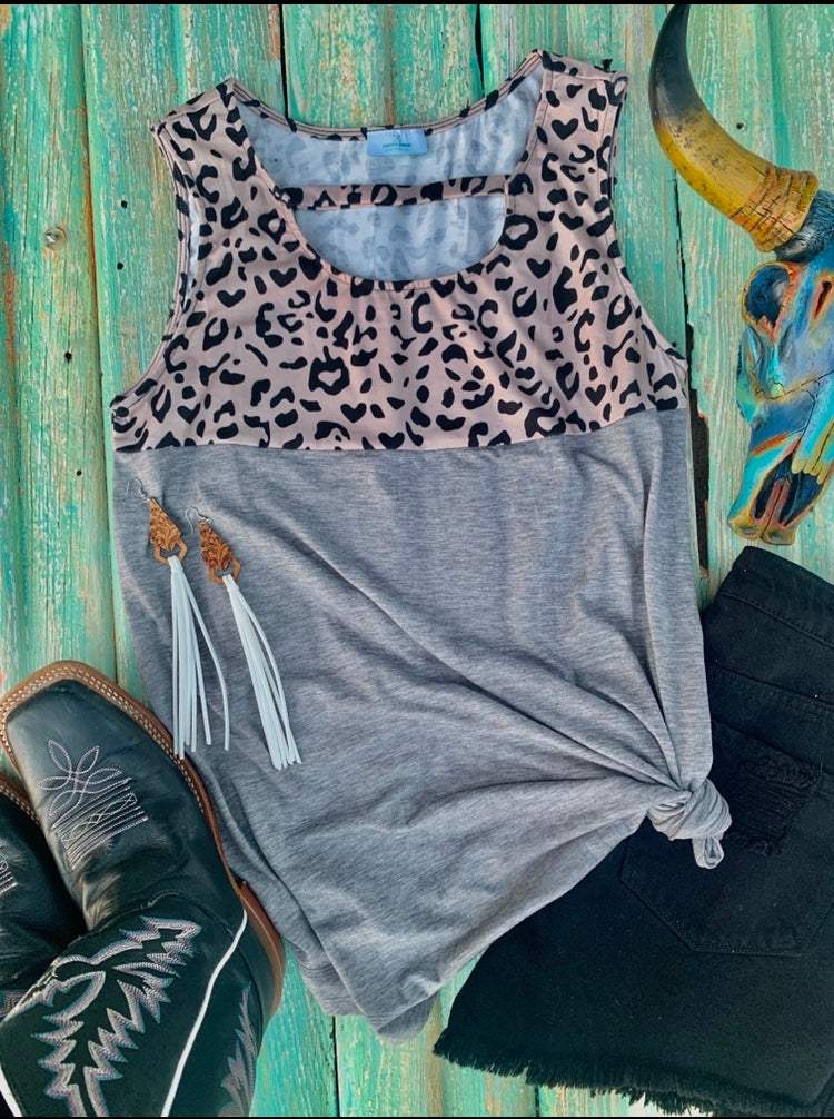 Color Block Leopard tank