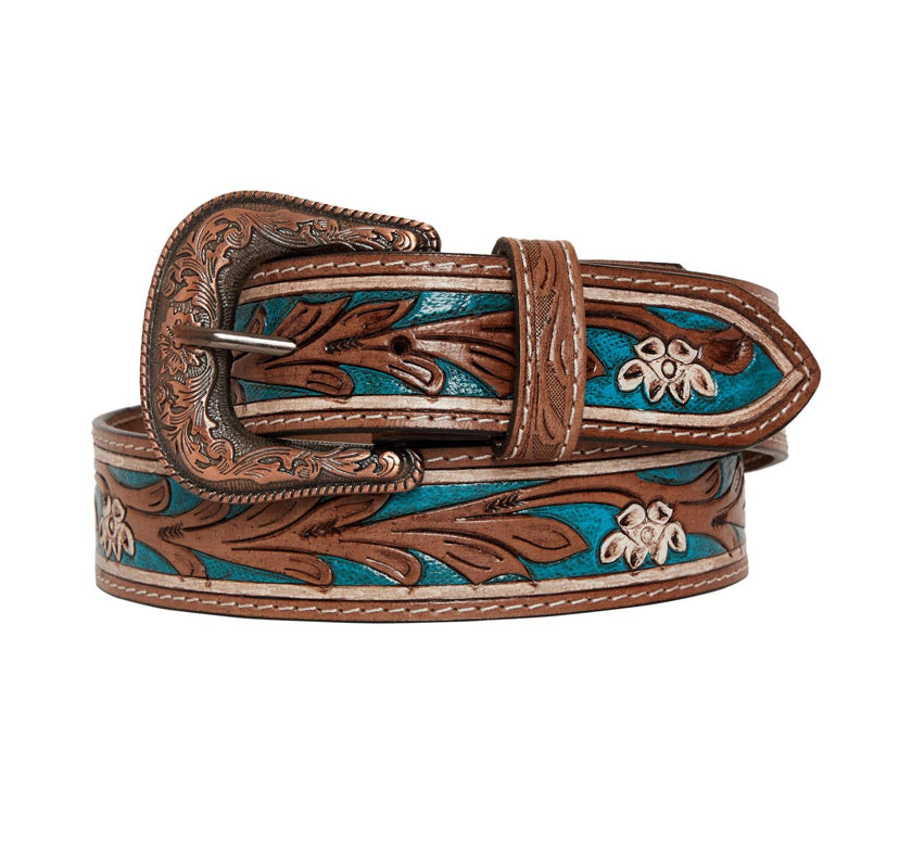 Cobalt Sea Hand-Tooled leather Belt