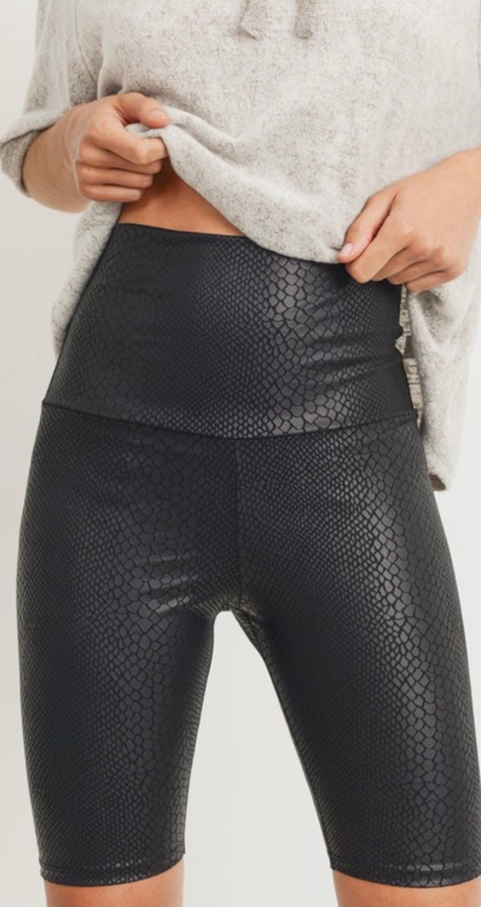 Embossed Leather Biker Shorts