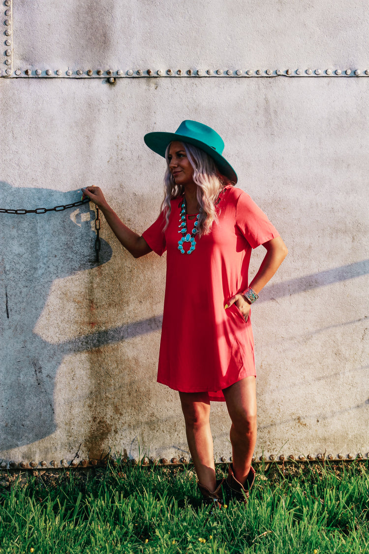Coral Loop Neck Dress