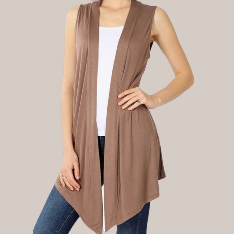 Dark Brown Sleeveless Cardigan