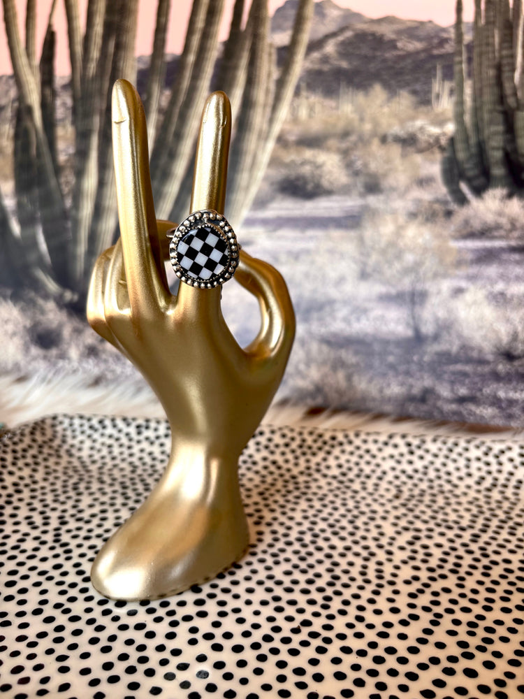 Checkered Adjustable Ring