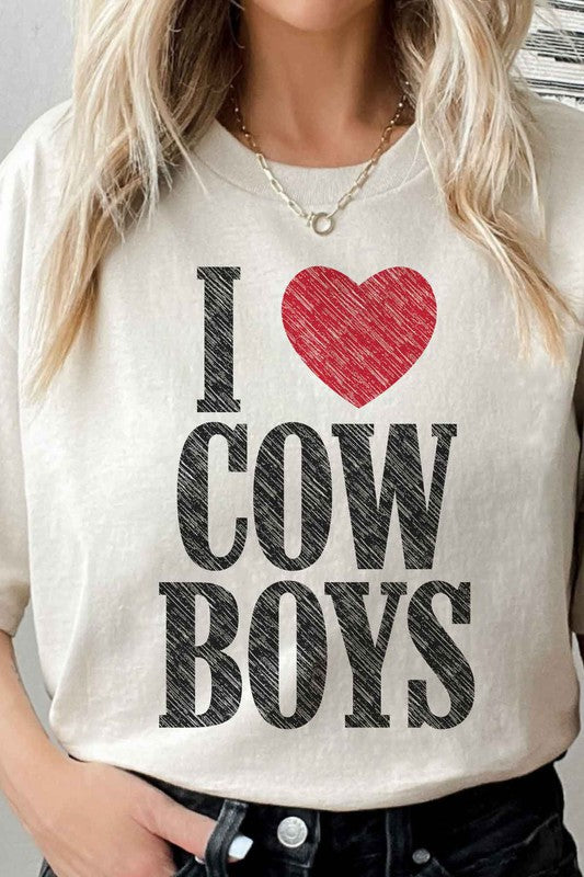 I LOVE COWBOYS WESTERN COUNTRY GRAPHIC TEE
