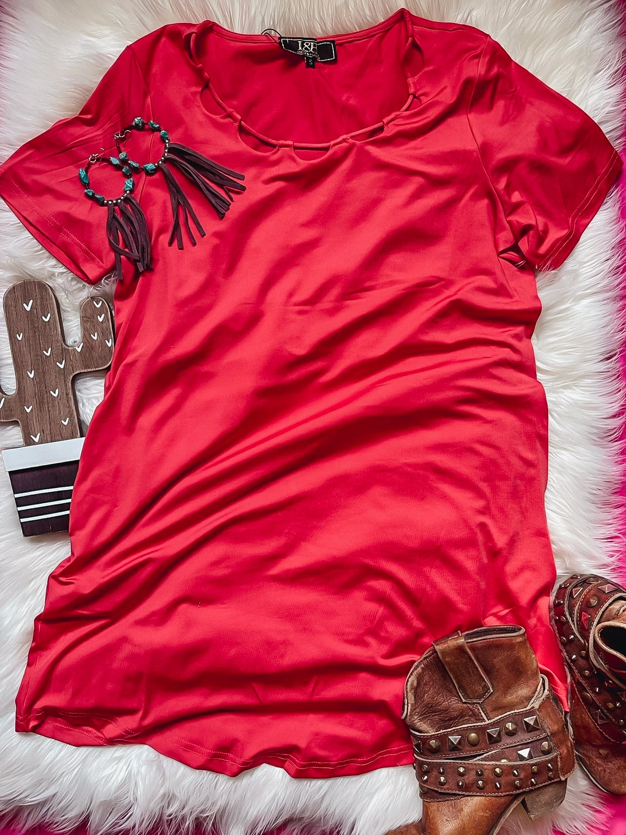 Coral Loop Neck Dress