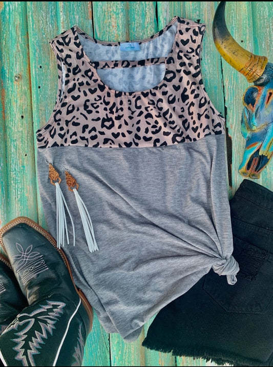 Color Block Leopard tank